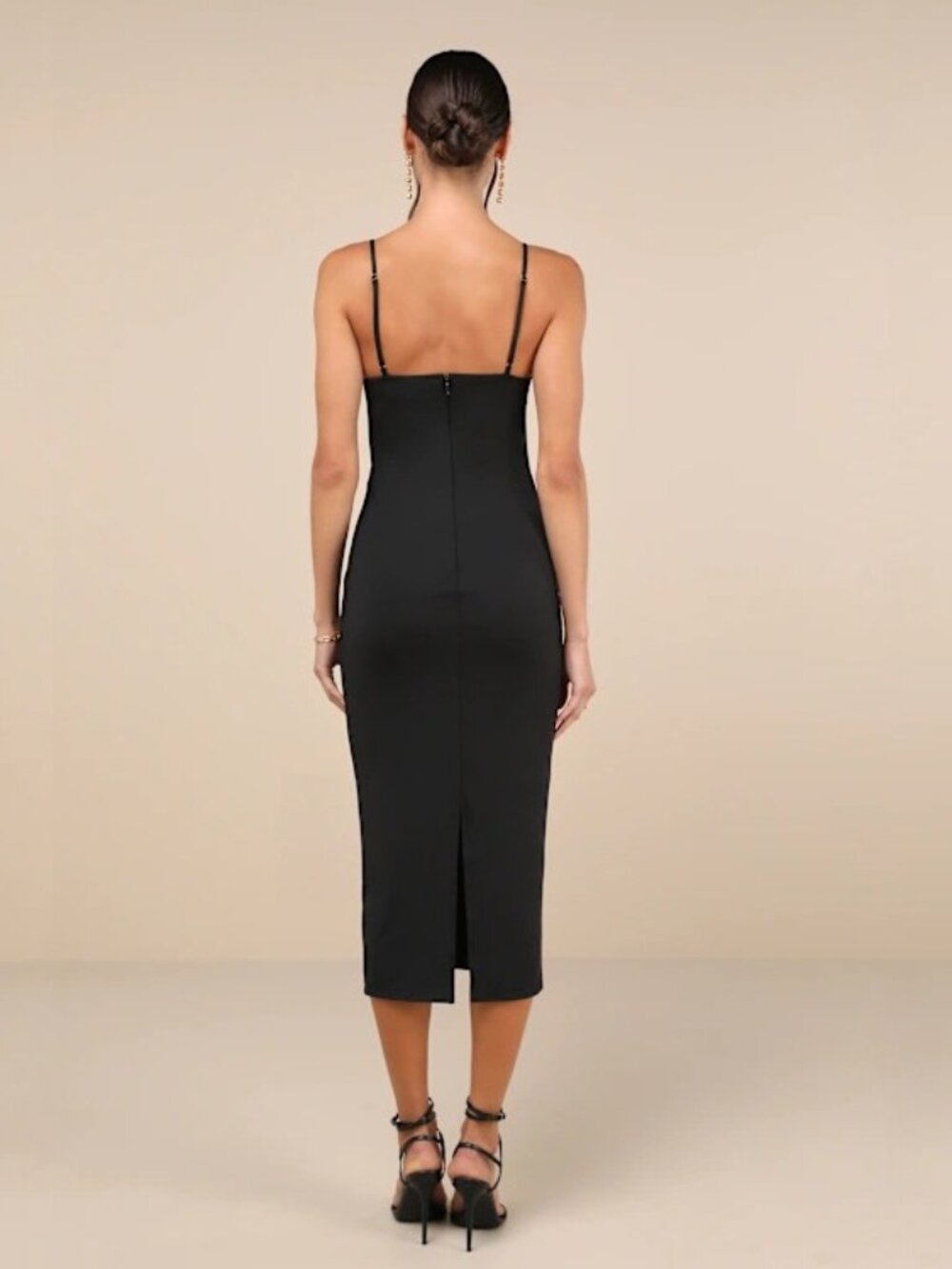 NWT Lulus Sophisticated Soiree Black Bustier Midi Bodycon Dress Medium #A2663 - Picture 6 of 12